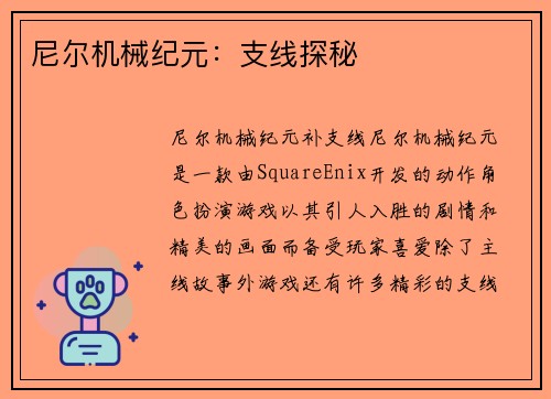 尼尔机械纪元：支线探秘